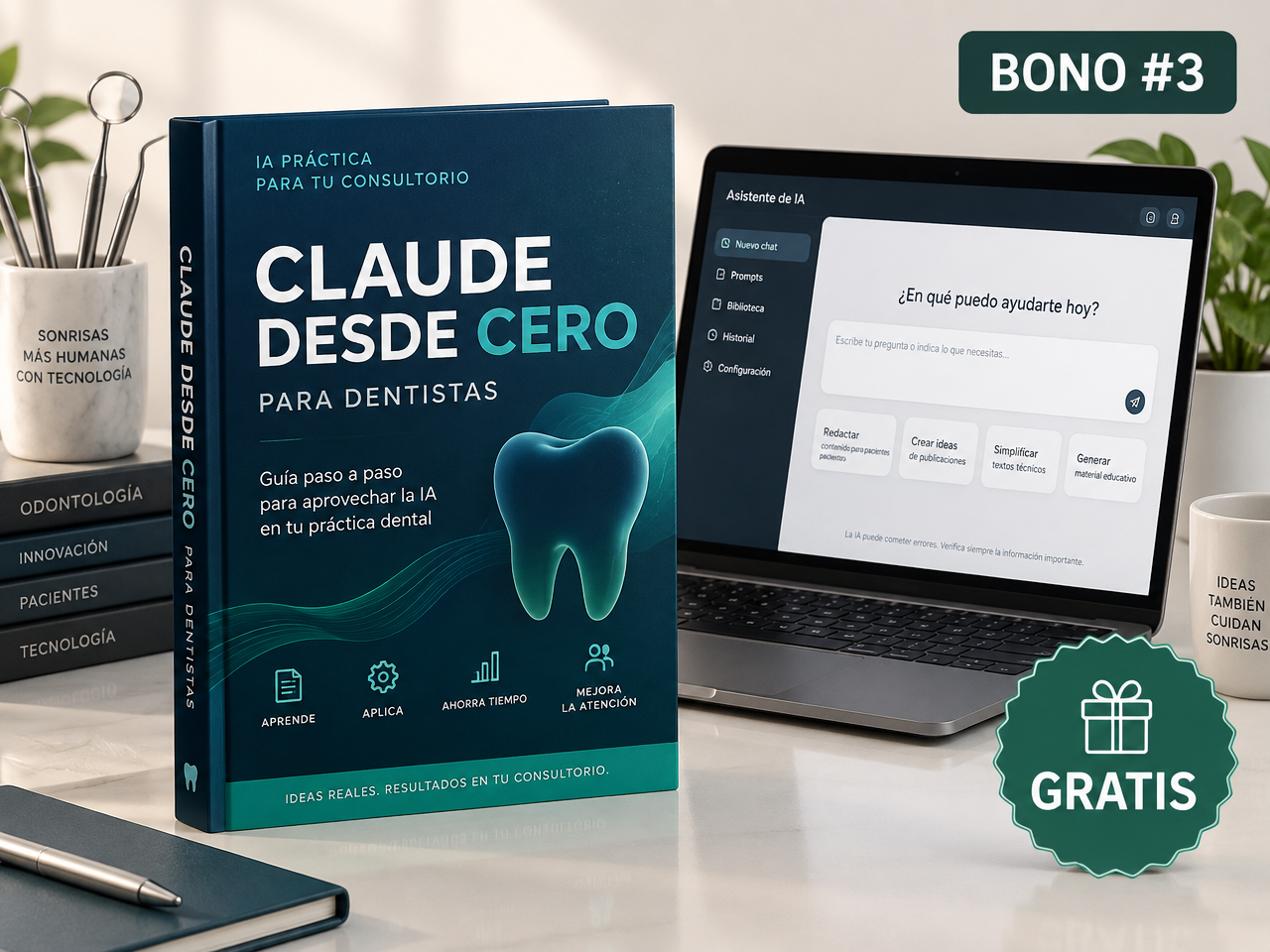 Mockup profesional de Claude desde Cero para Dentistas