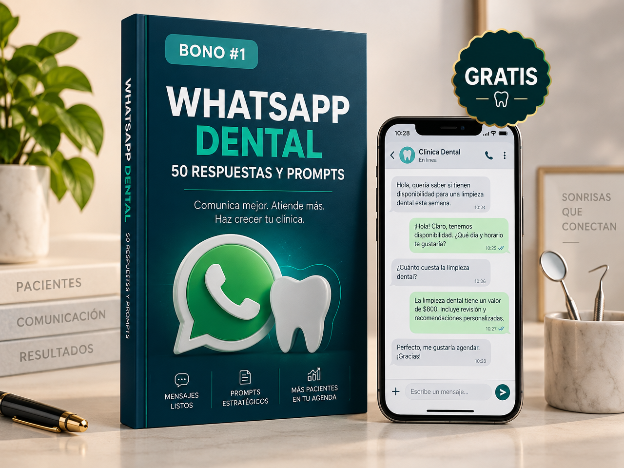 Mockup profesional de WhatsApp Dental